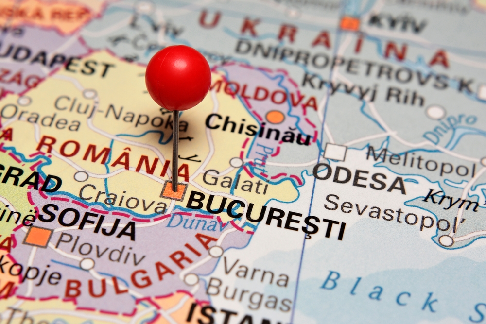 Pin,In,Bucharest,On,Map,,Romania