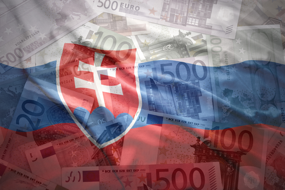 Colorful,Waving,Slovak,Flag,On,A,Euro,Money,Background
