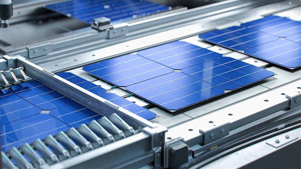 Solar,Panel,Cells,Are,Being,Moved,And,Tested,On,Conveyor