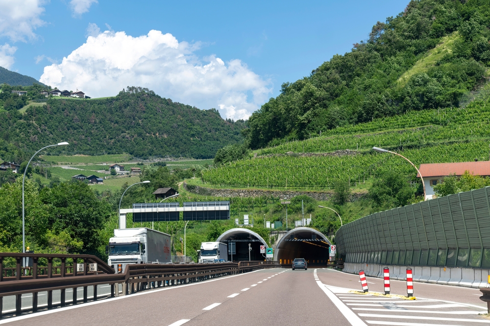 Chiusa,,Italy-june,13,,2023;,Drivers,Perspective,View,Over,The,Autostrada