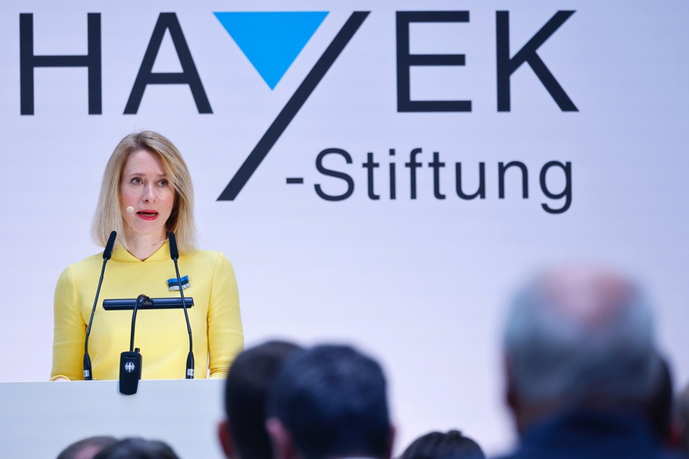 German Chancellor Scholz and Estonia’s PM Kallas attend the Conference of the Hayek Foundation in Berlin