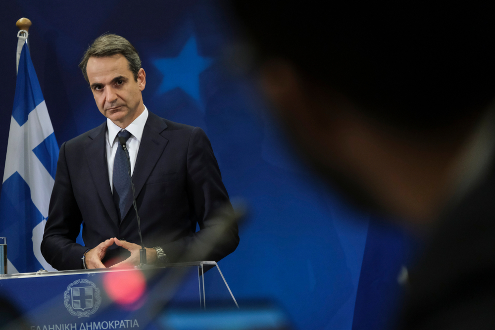 Greek,Prime,Minister,Kyriakos,Mitsotakis,Addresses,Media,Representatives,At,A