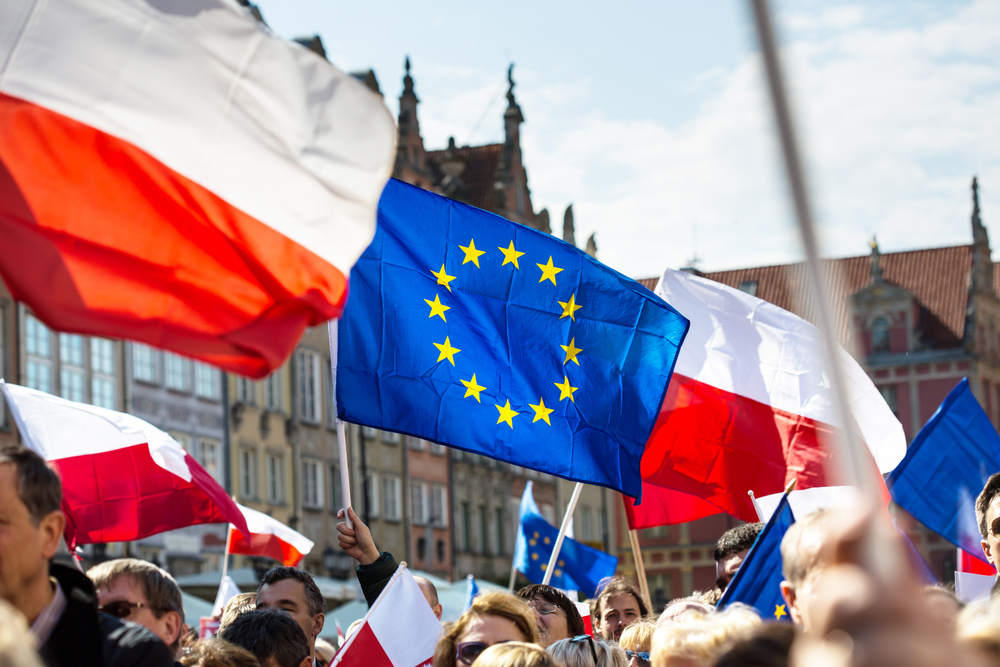 Gdansk,,Poland,,05.03.2016,-,People,With,Flags,Of,Eu,And