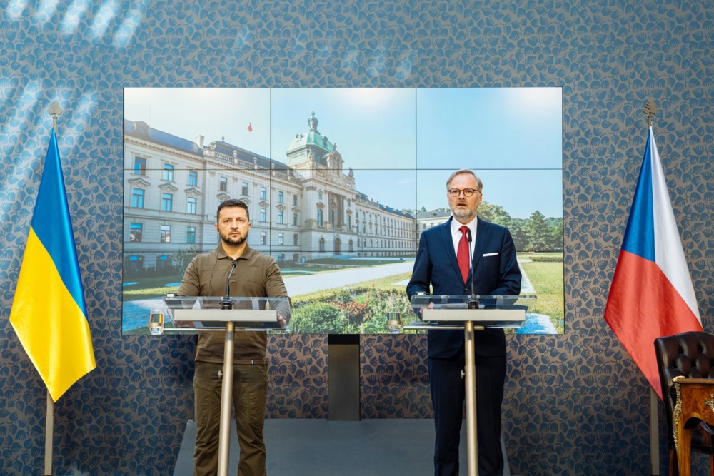 Ukraine’s President Volodymyr Zelensky visits Prague
