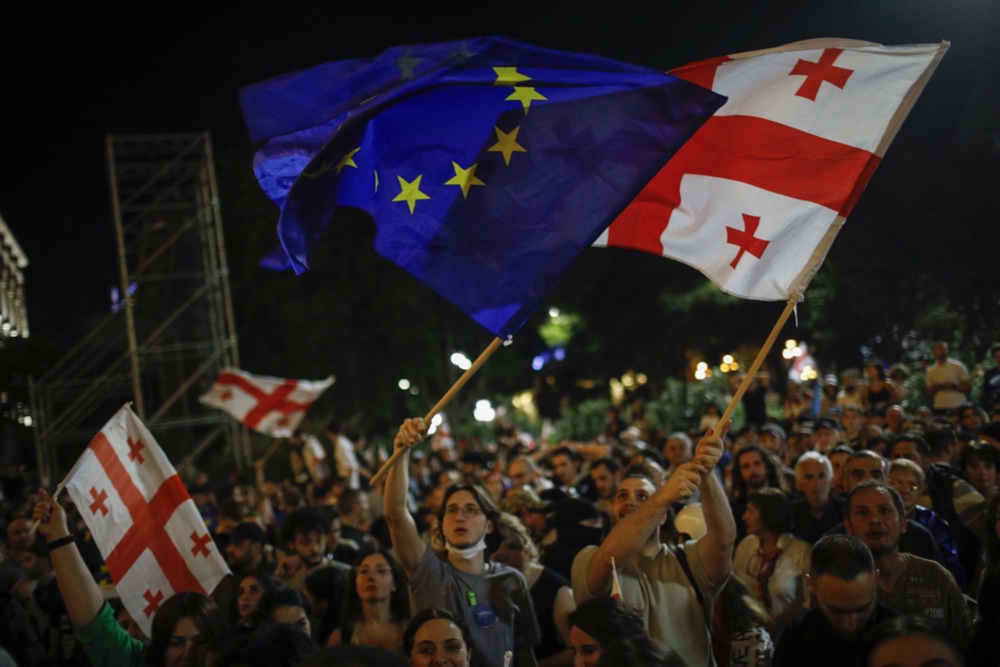 Opposition protest against foreign agents bill in Tbilisi