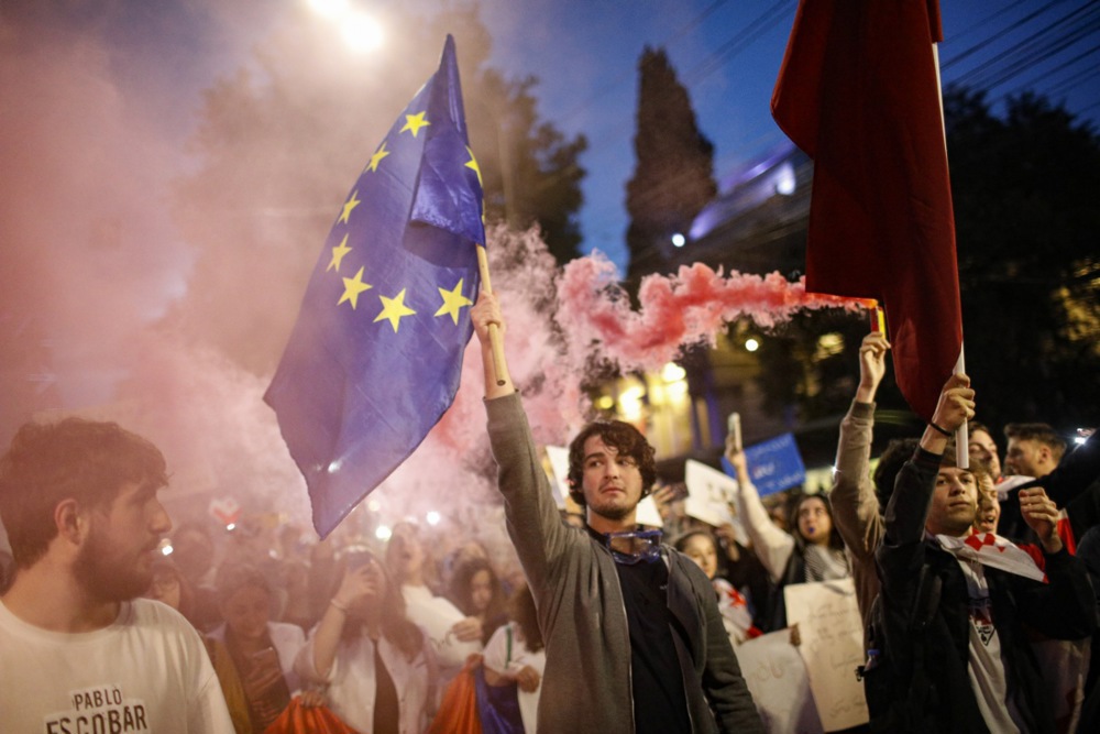 Georgians protest against the ‘foreign agents’ draft bill in Tbilisi