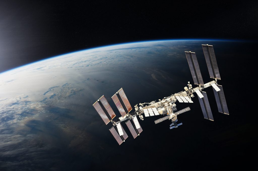 Iss,Over,The,Planet,Earth.,Elements,Of,This,Image,Furnished