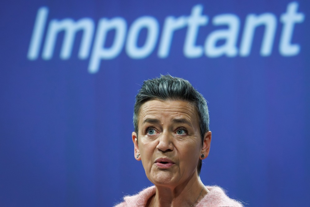 EU Commissioner Margrethe Vestager press conference on hydrogen and health