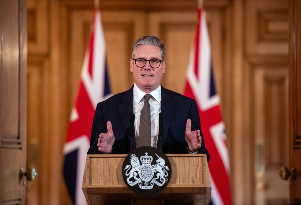 Britain’s Prime Minister Keir Starmer holds news conference following first cabinet meeting