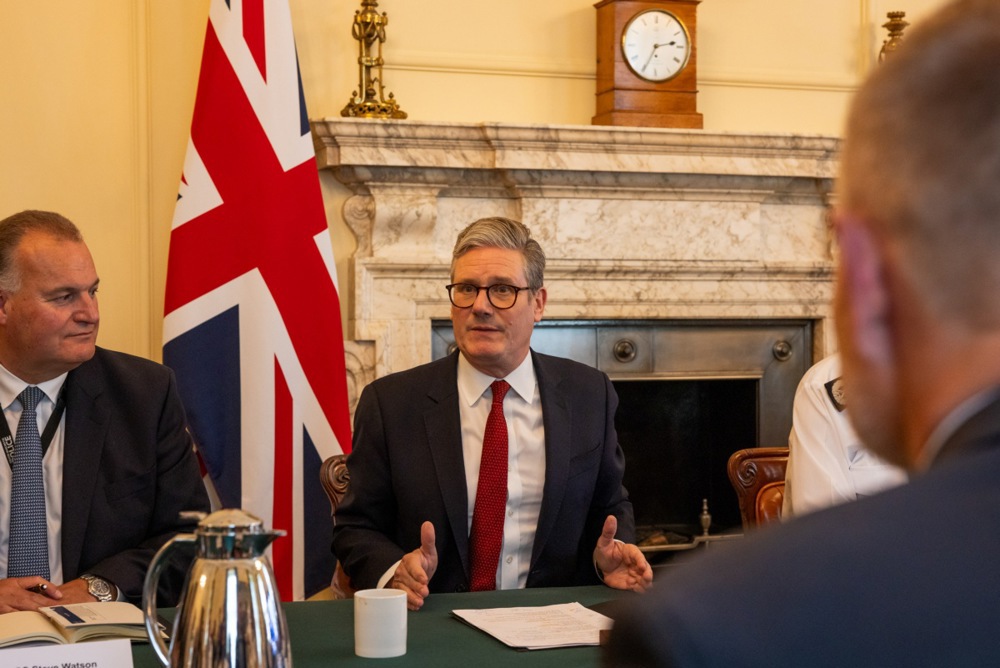 British Prime Minister Starmer meets police leaders at Downing Street