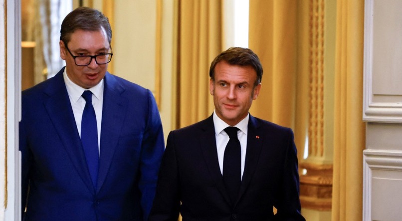French President Macron receives Serbian President Vucic in Paris