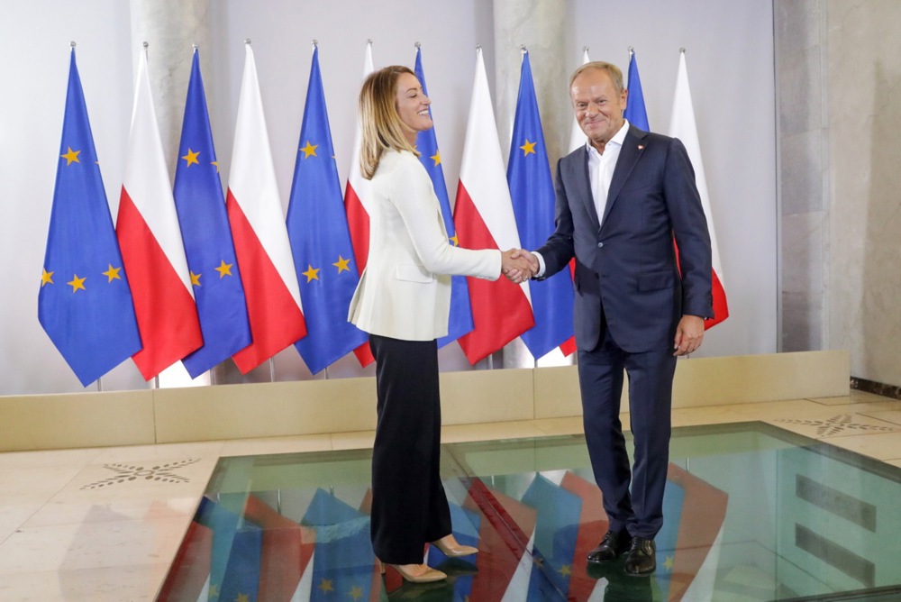 President of the European Parliament Roberta Metsola visits Warsaw