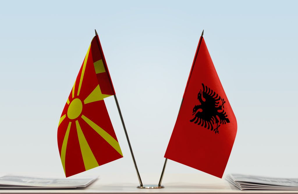 Flags of Macedonia (FYROM) and Albania