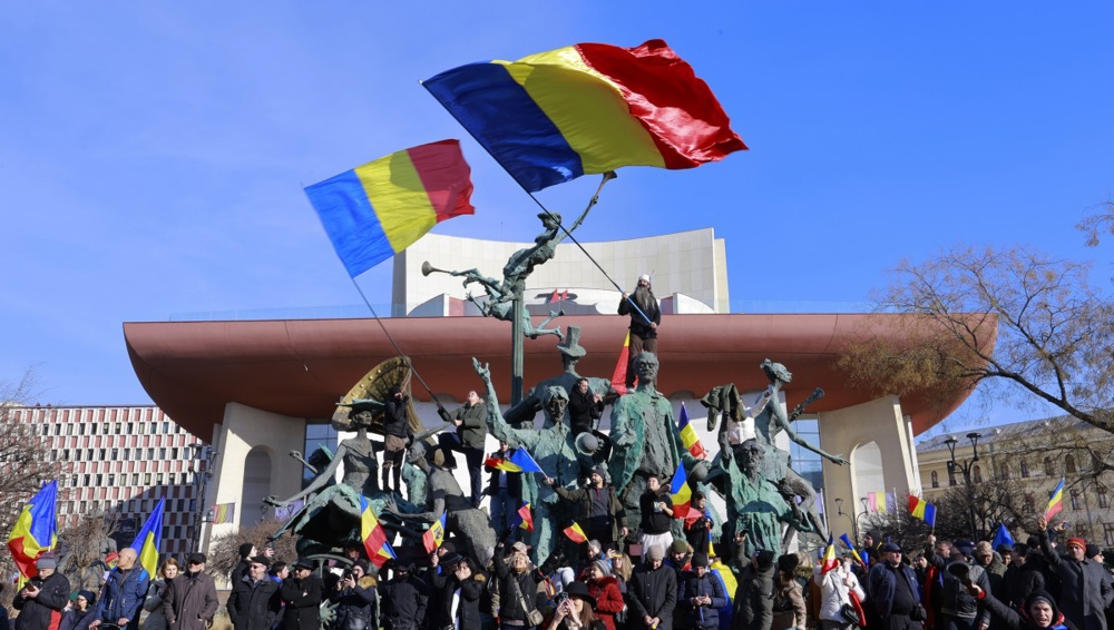 Romanian AUR party protests over annulled presidential elections