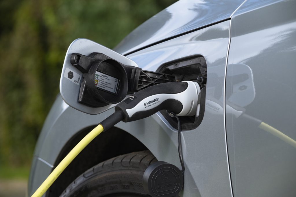 Car on a public charging point on a street
