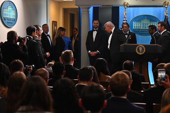 US President Donald Trump speaks in Washington D.C